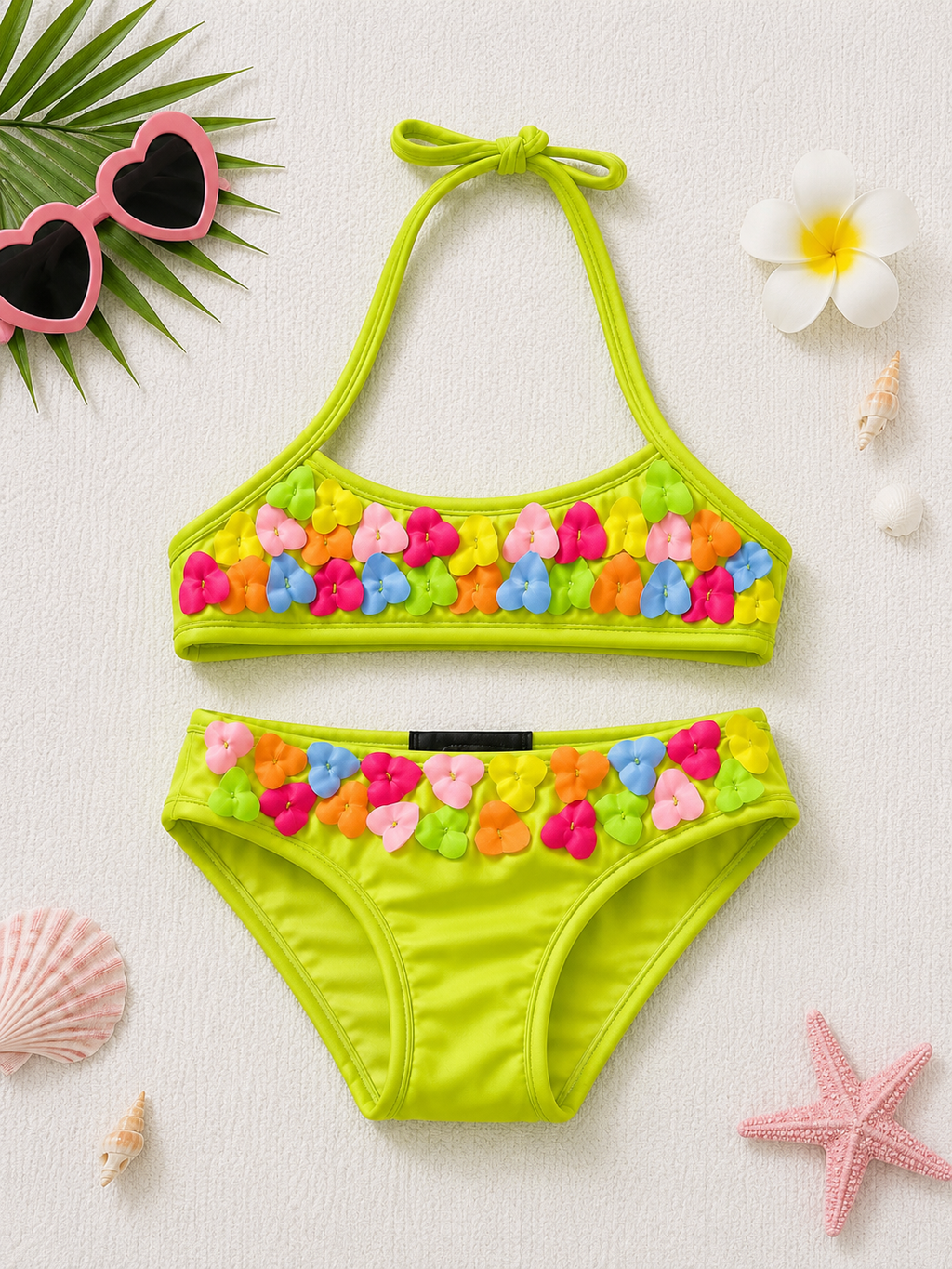 Bikini Green Hearts Swimsuit