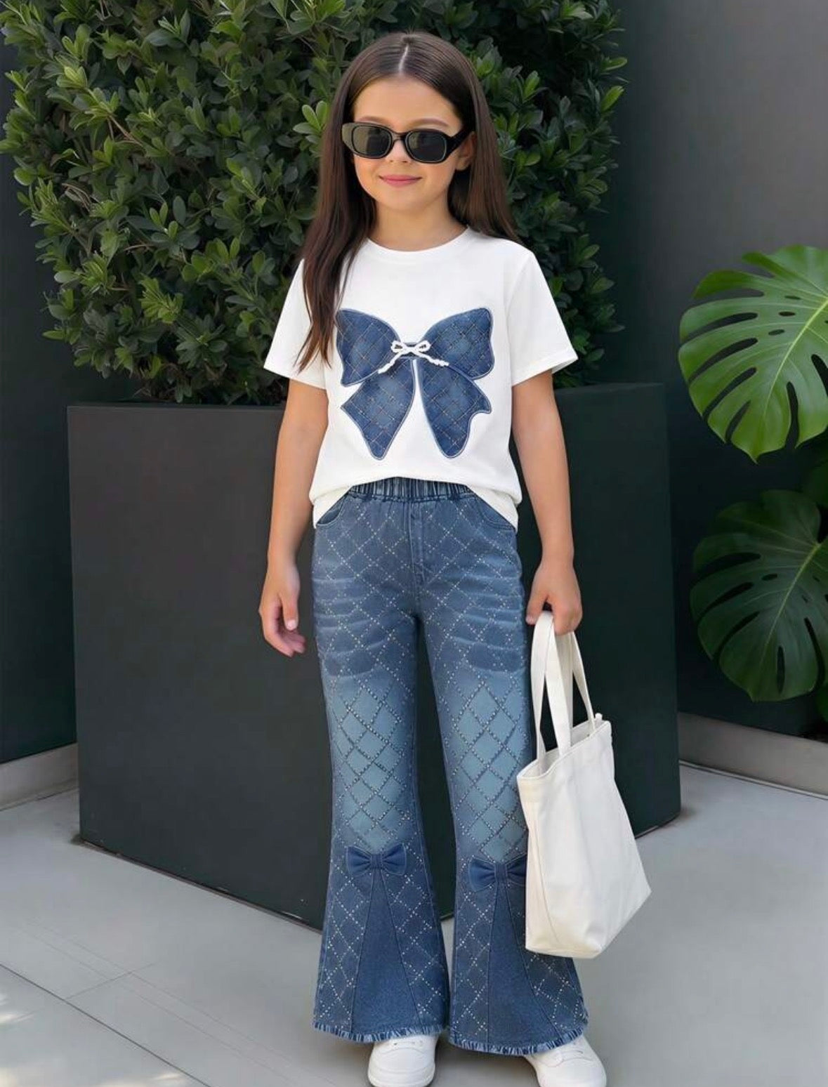 Bow Top Denim Pant