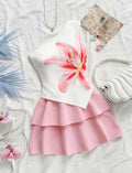 Flower white top layer skirt