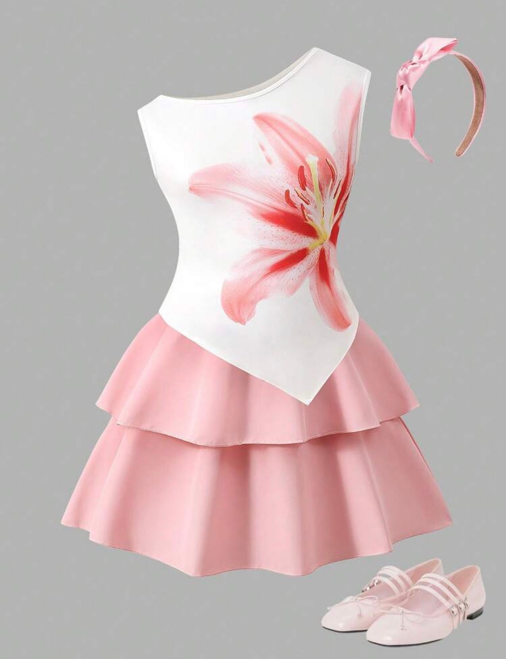 Flower white top layer skirt