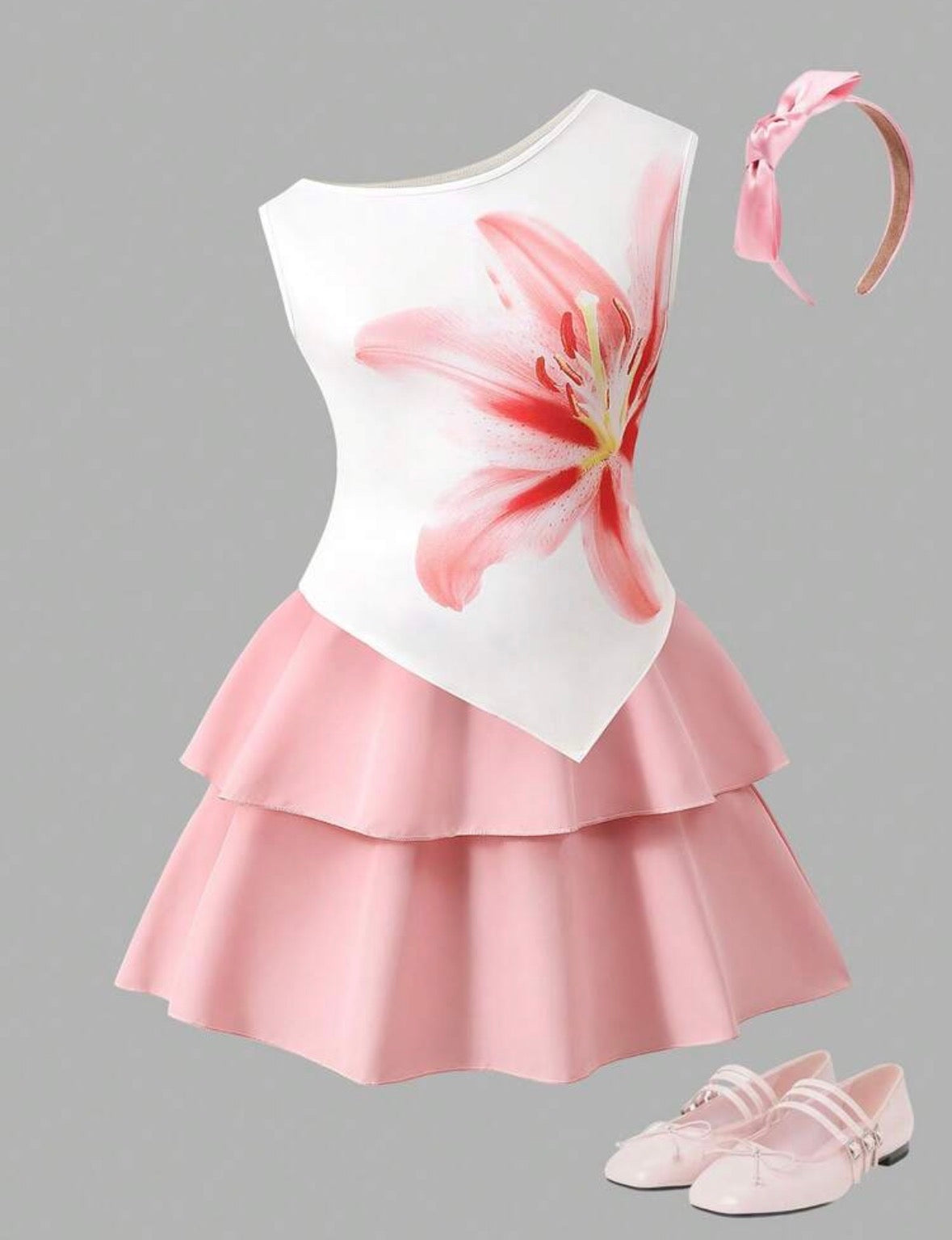 Flower white top layer skirt