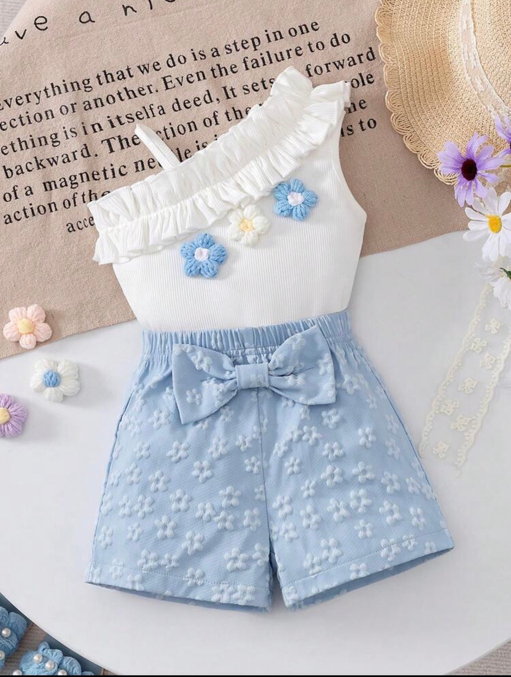 Set white top Bow short