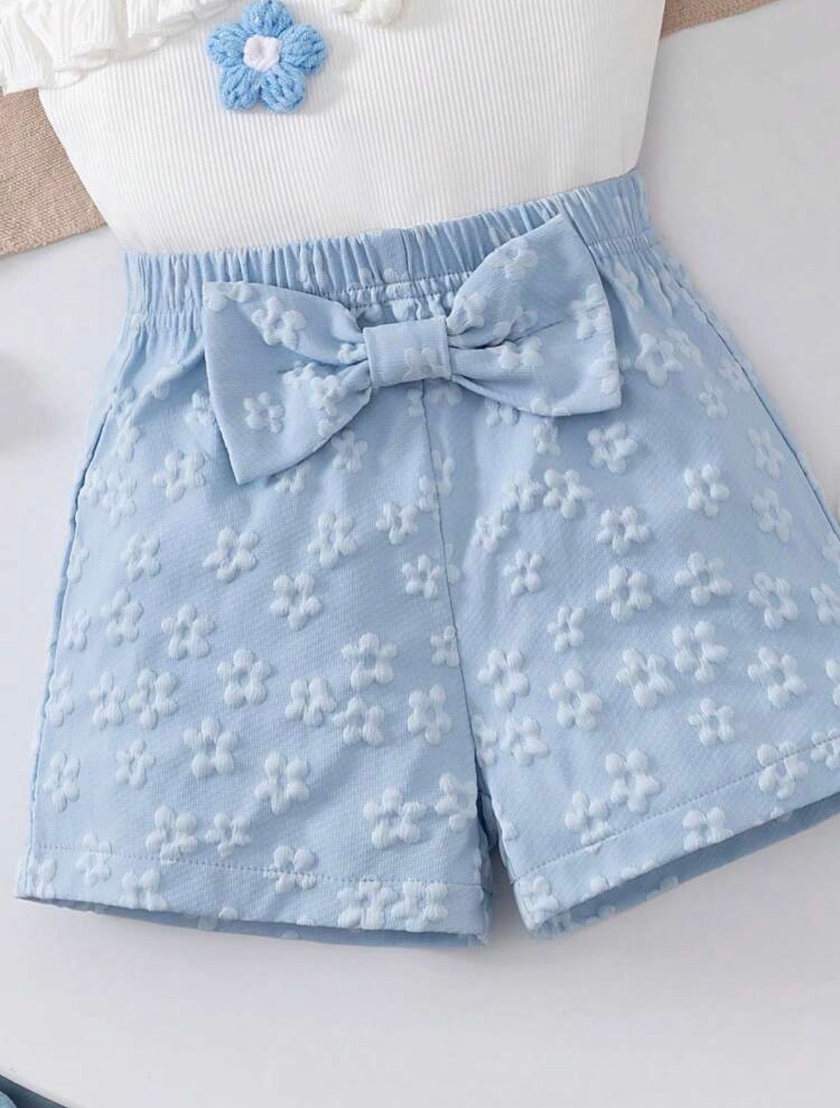 Set white top Bow short