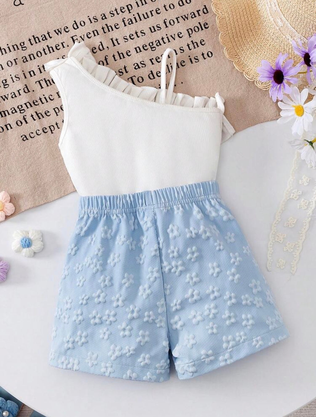 Set white top Bow short