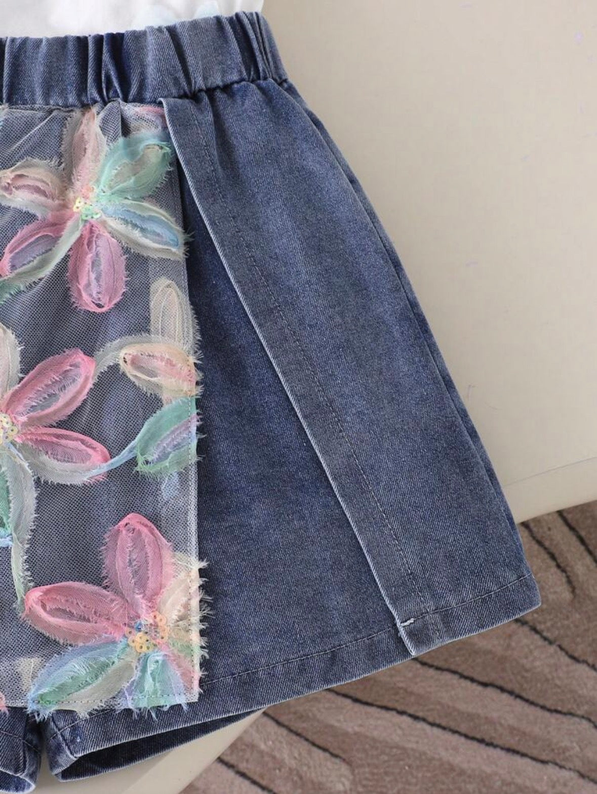 Set White & denim Flowers