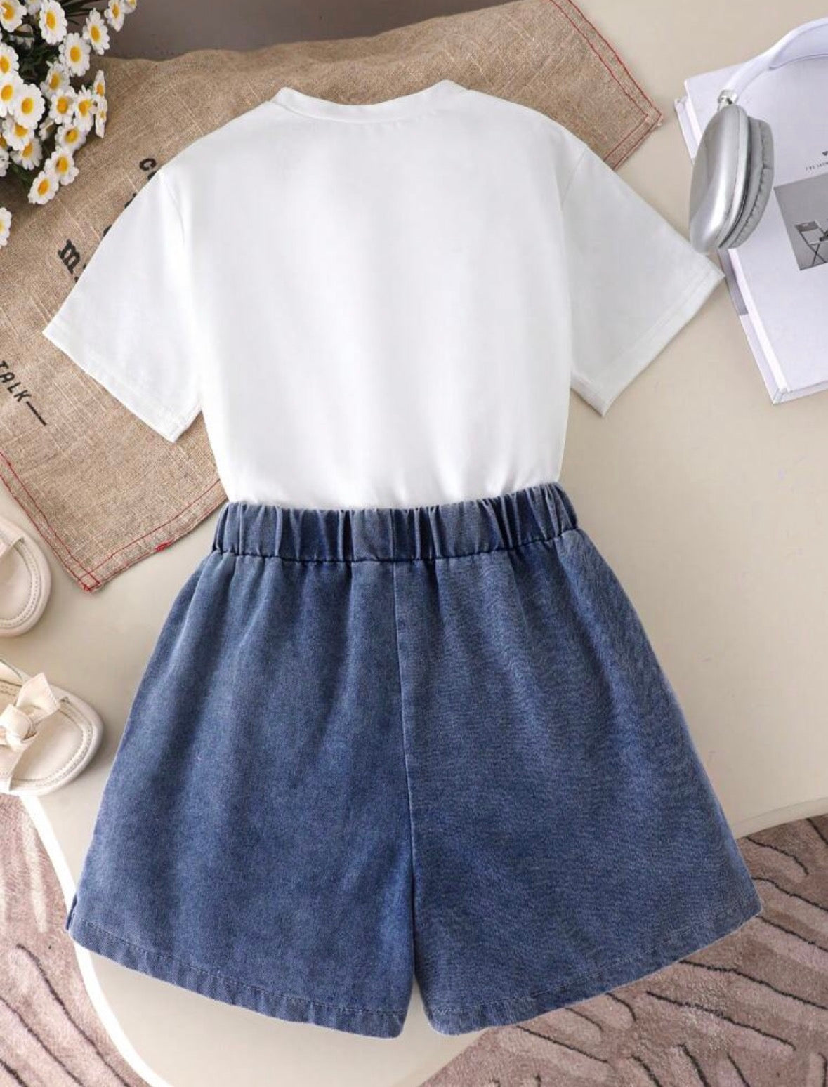 Set White & denim Flowers