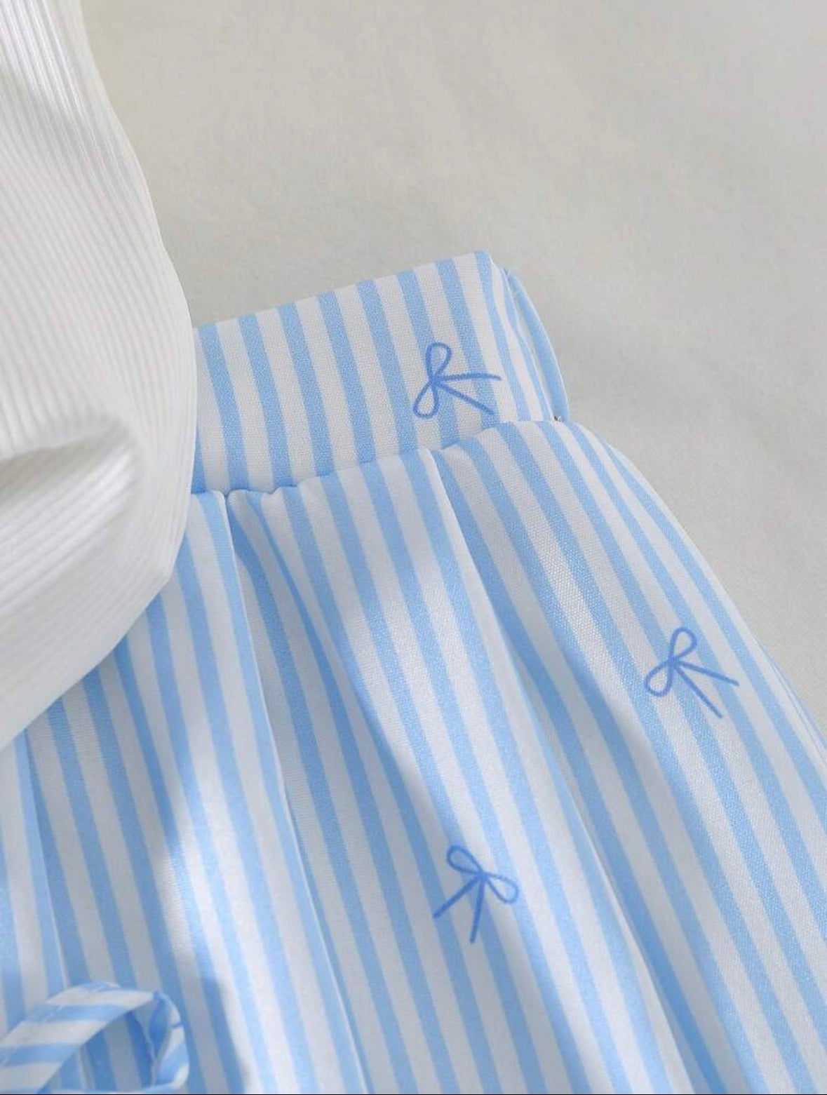 Set White Blue Skirt