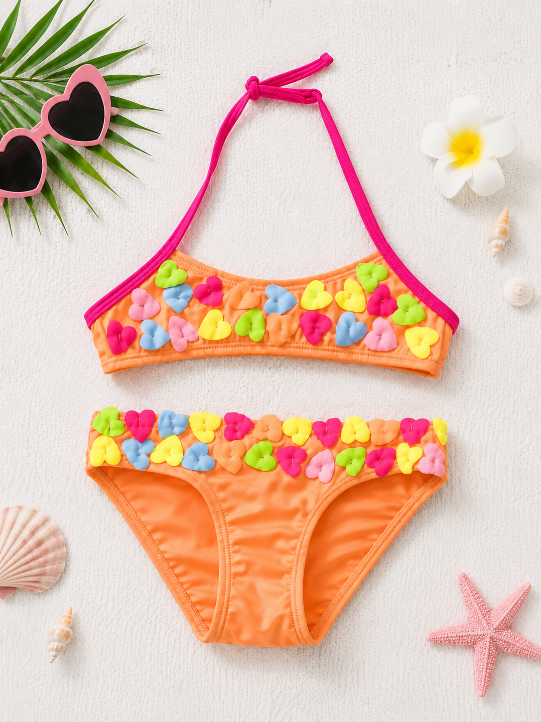 Bikini Hearts Orange Swimsuit