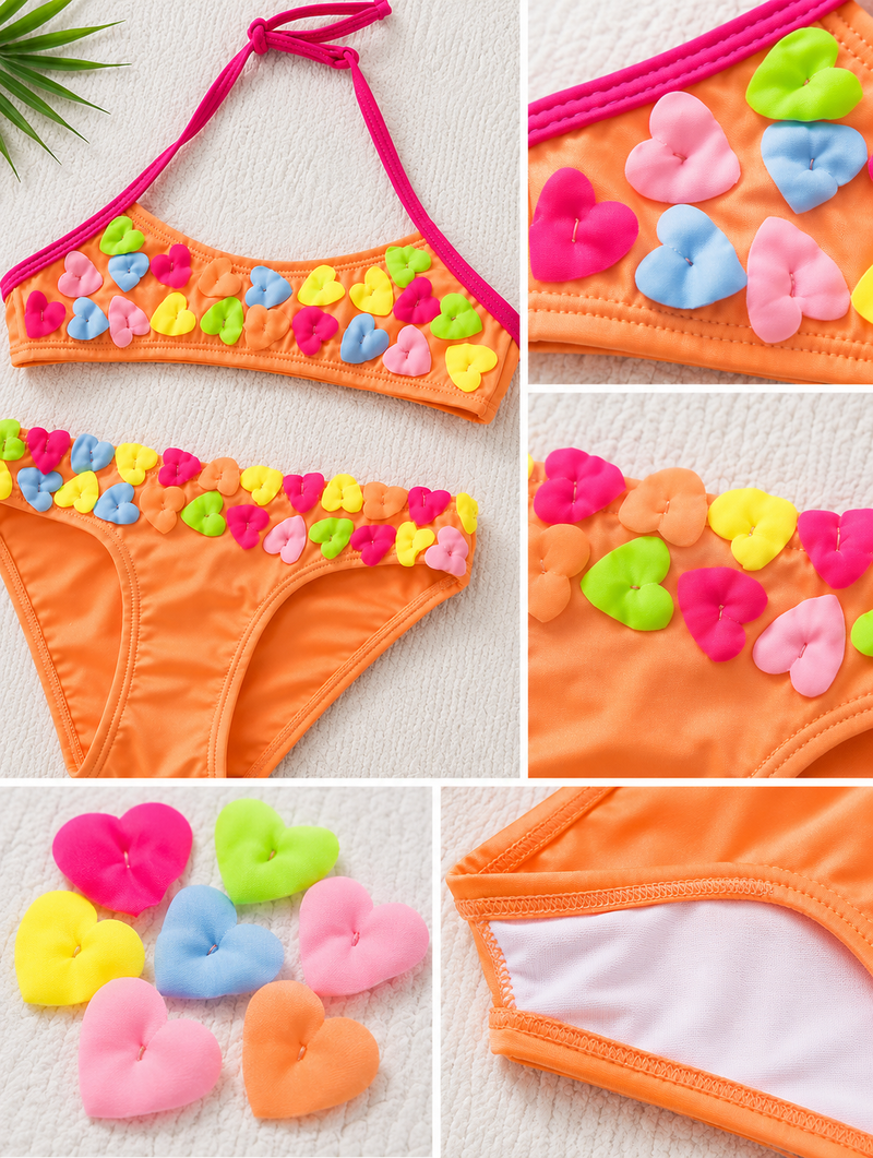 Bikini Hearts Orange Swimsuit
