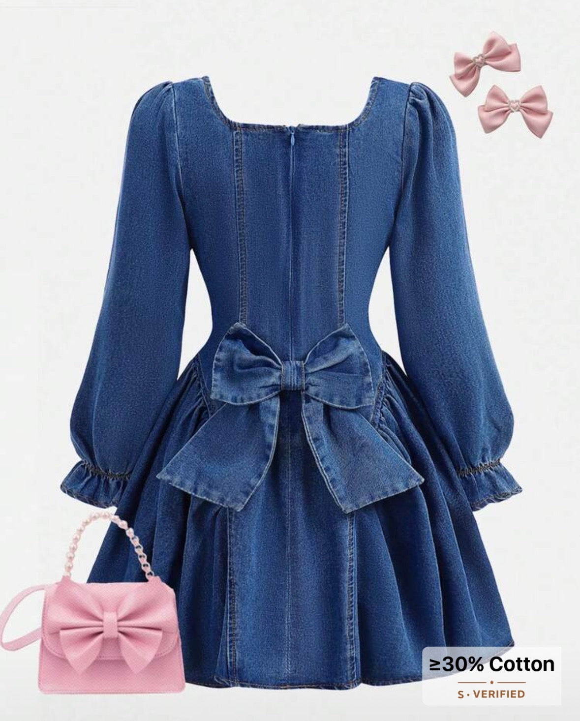 Bowknot Denim Dress