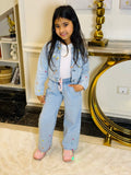 Heart Detail Denim Jacket & Pants Set