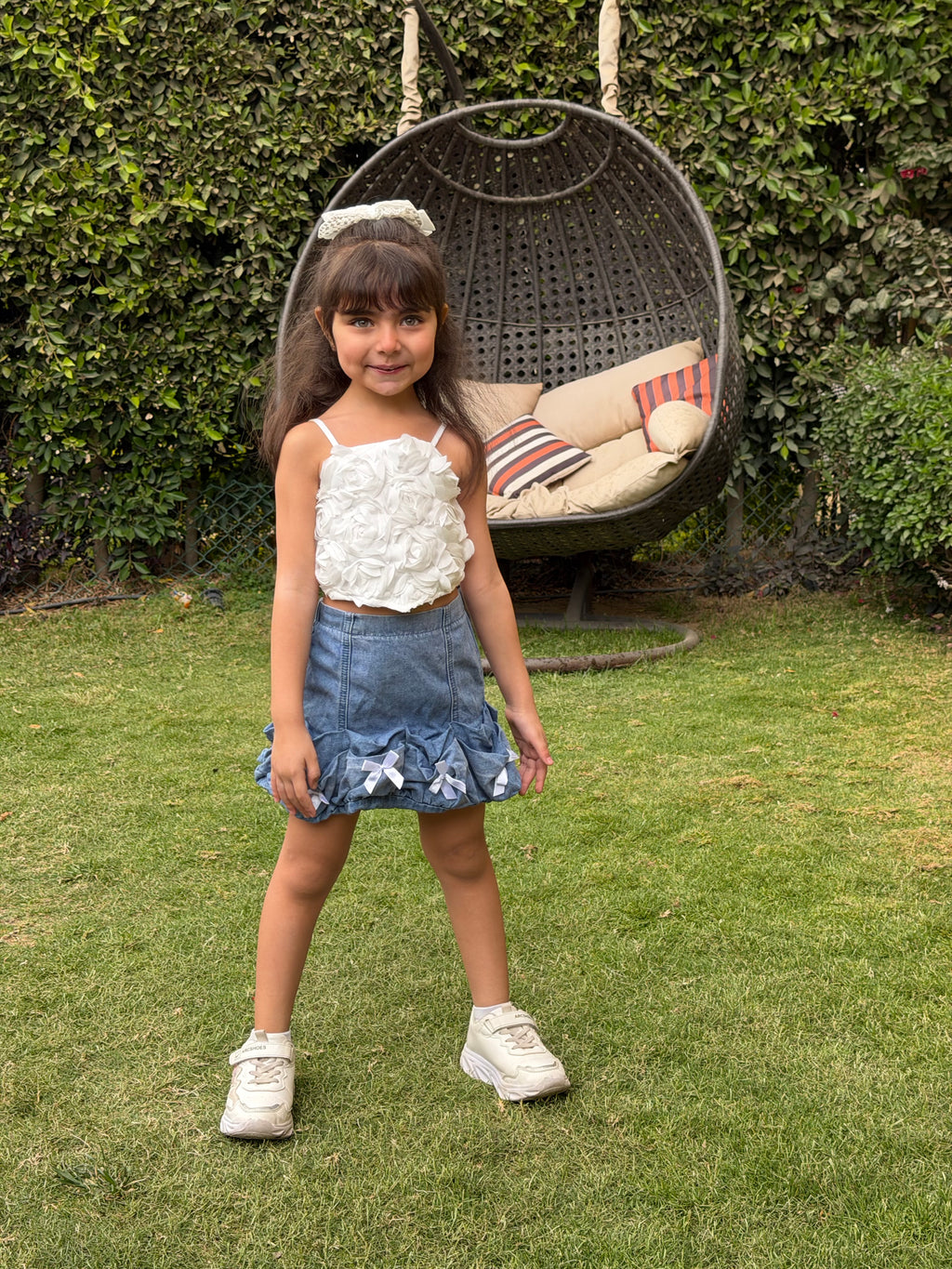 Mini Ruffle Denim Skirt