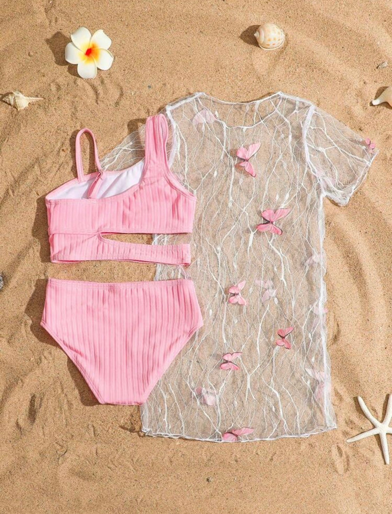 Pink butterflies 3pcs Swimsuit