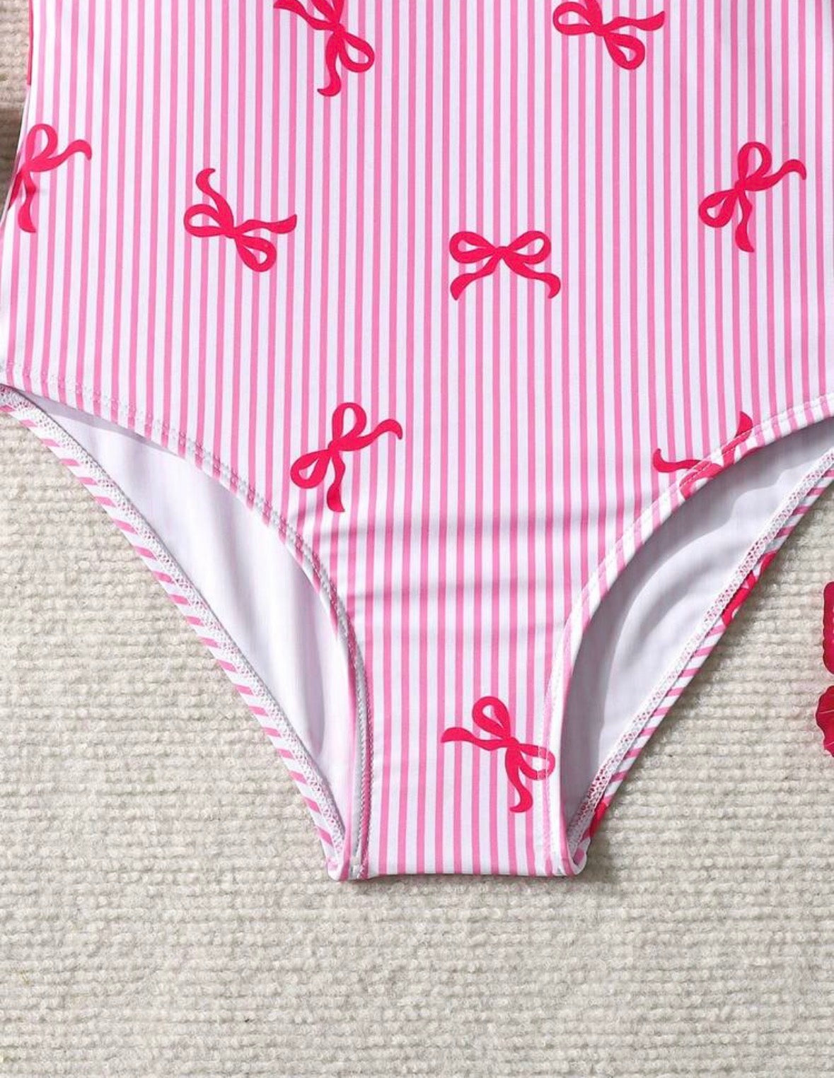 Pink flower Stripped 1PCs Swimsuit