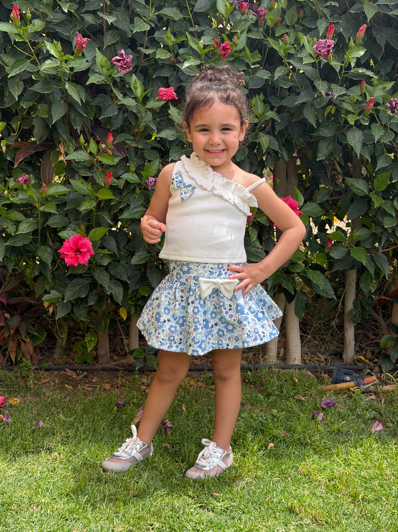 Set one shoulder floral skirt