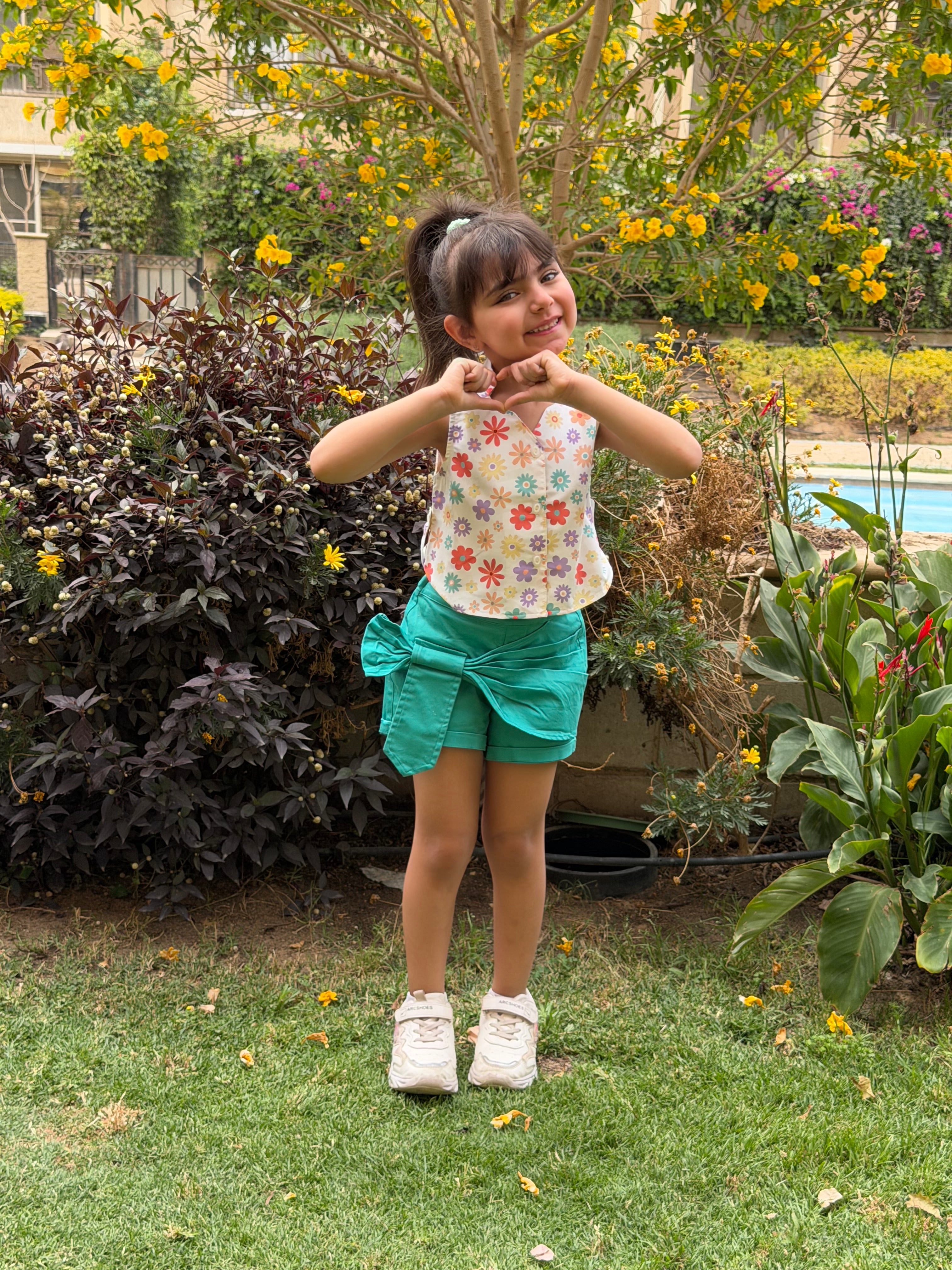 Set Flowers Green Short