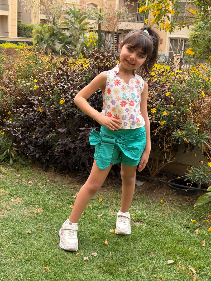 Set Flowers Green Short