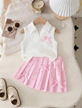 Set Top white Skirt Pink