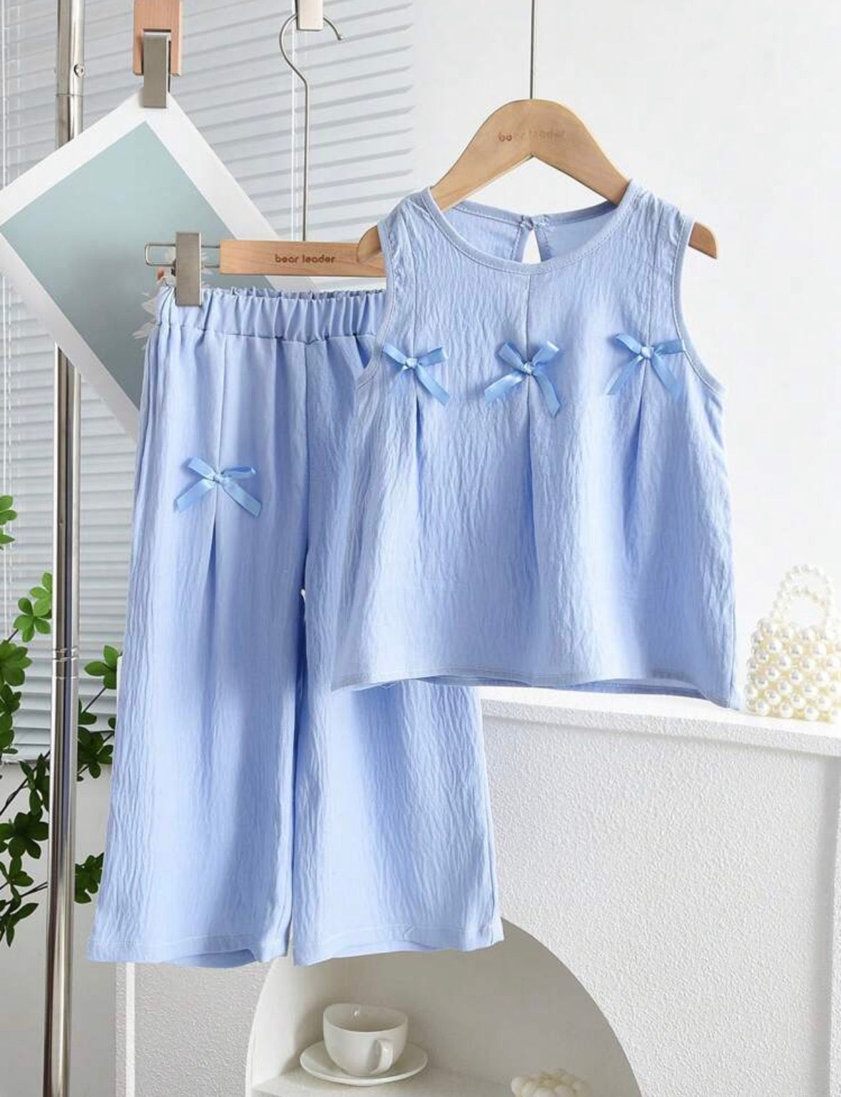 Blue Bow Girls Set