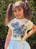 Croped Tshirt Flower Heart