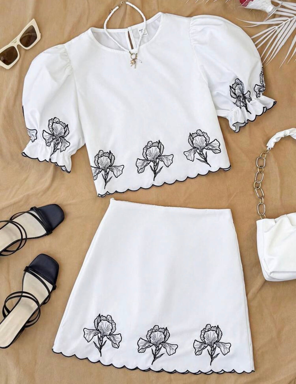 White set Black flowers