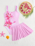 Pink flowers Skirt Swimsuit