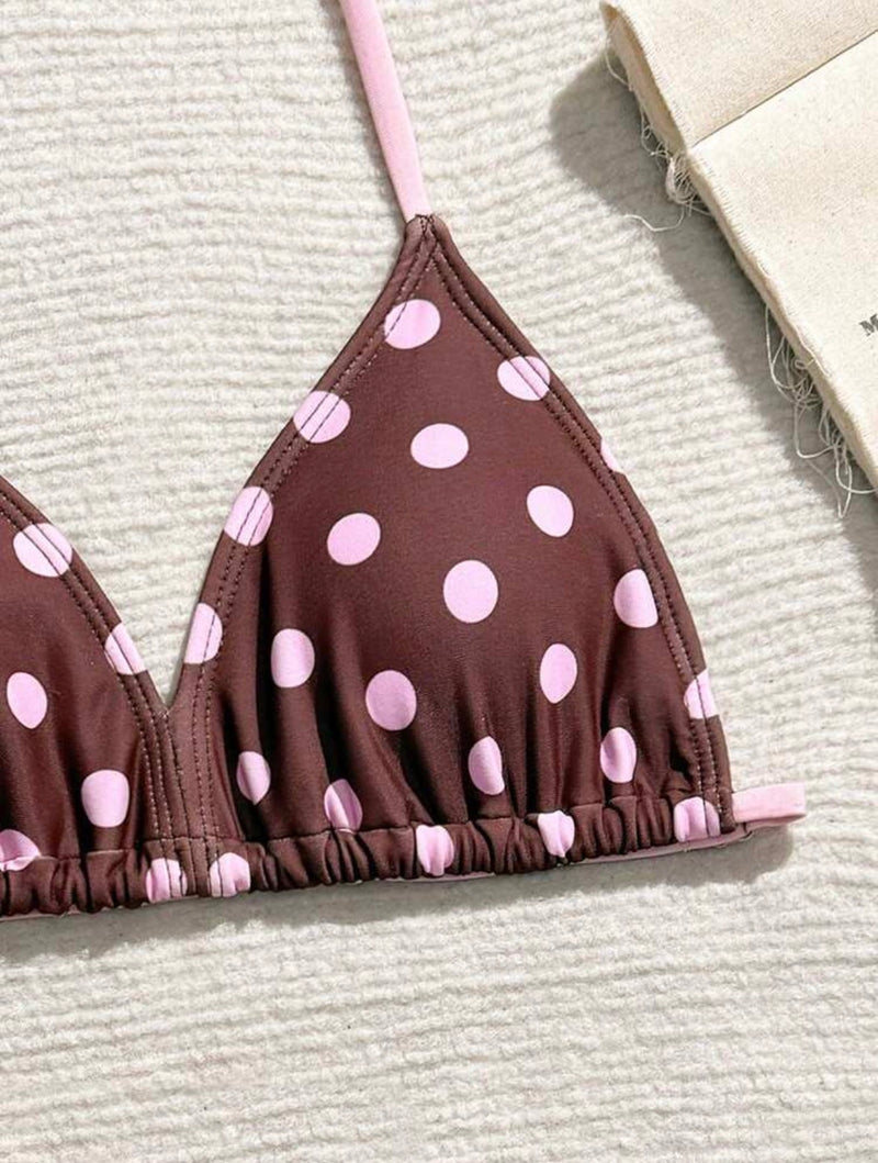 Polka Bikini 3Pcs Swimsuit