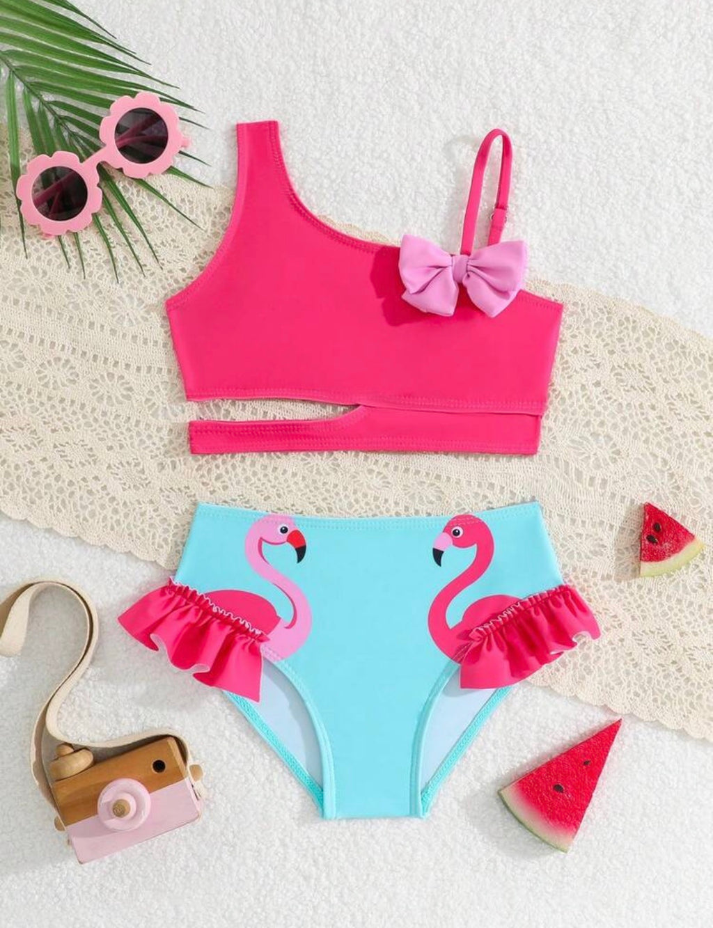 Flamingo Pink Blue Swimsuit