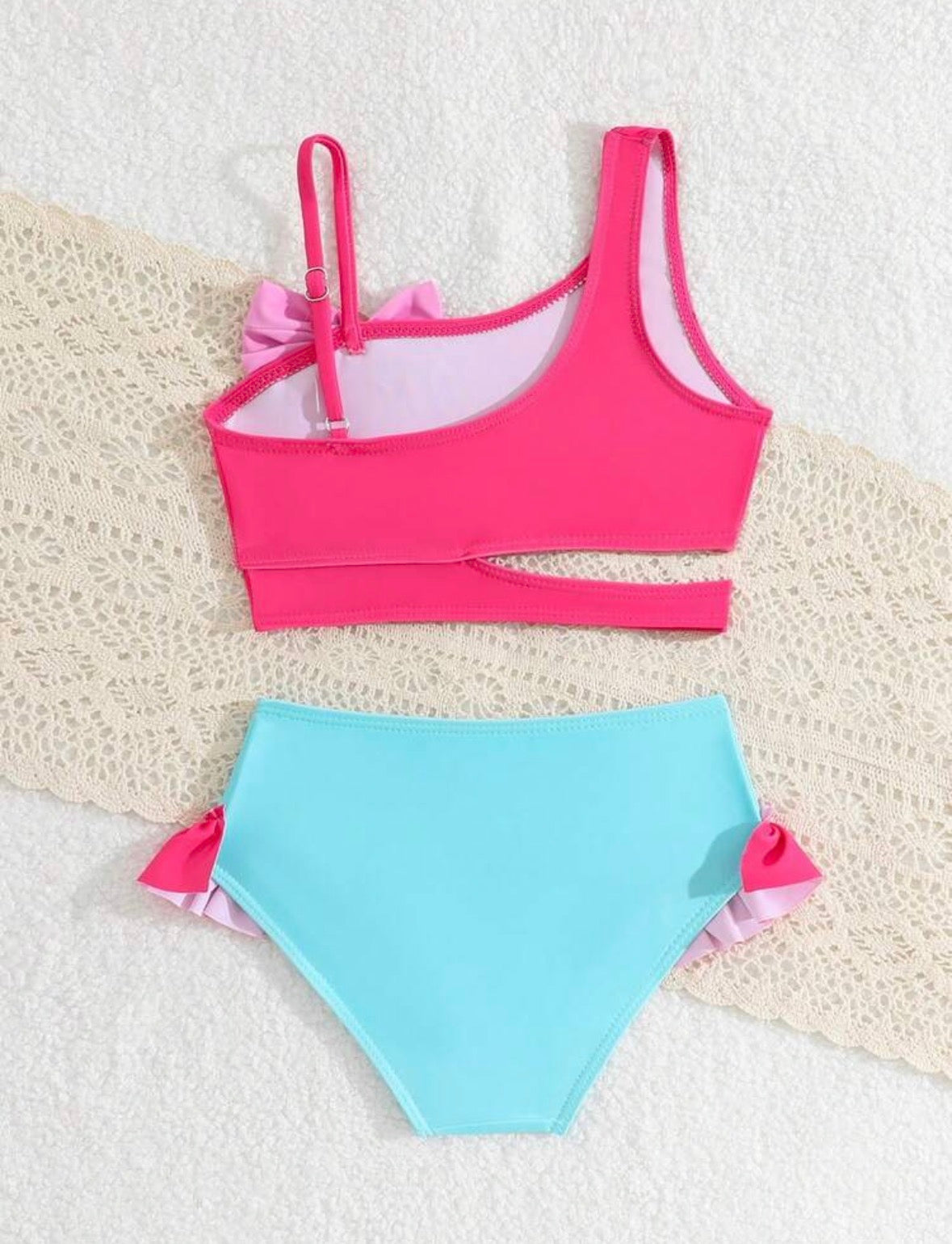 Flamingo Pink Blue Swimsuit