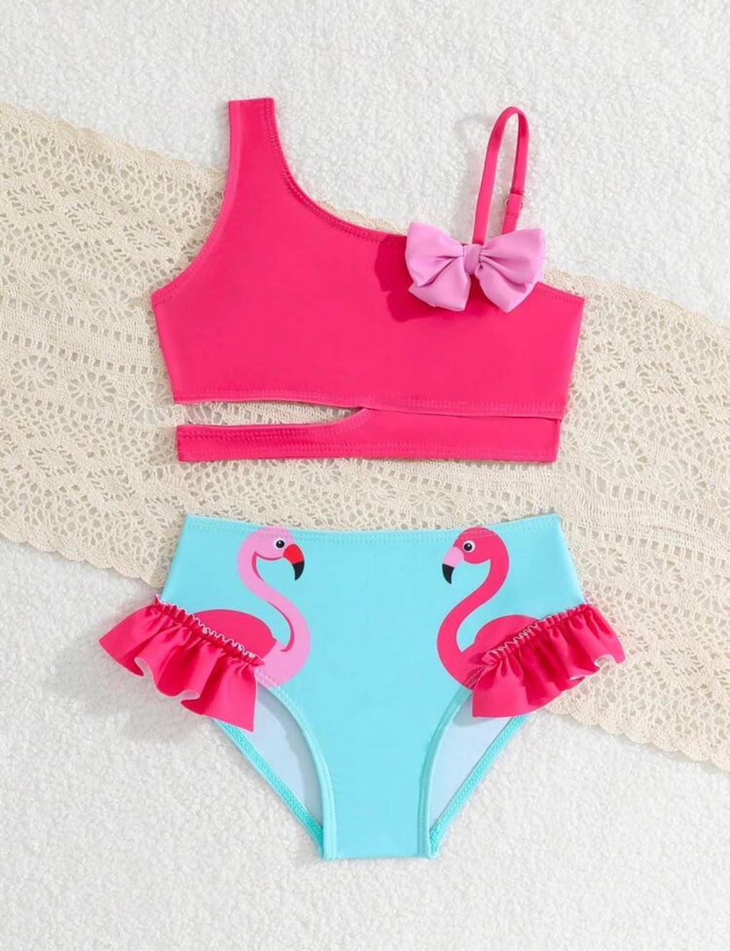 Flamingo Pink Blue Swimsuit